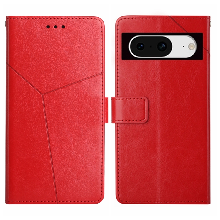 Para Google Pixel Funda De Cuero Con Tapa Y Patr N En Forma De Y Rojo