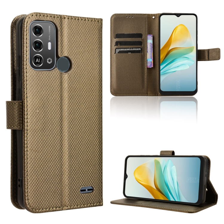 For ZTE Blade A53 Pro Diamond Texture Leather Phone Case(Brown)