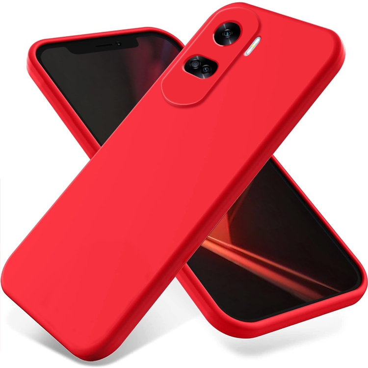 For Honor Magic6 Lite 5G / X9b 5G Case Anti-fingerprint Liquid Silicone  Soft Liner Smart Phone Cover - Red