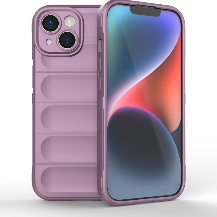 For iPhone 15 Magic Shield TPU Flannel Phone Case Purple