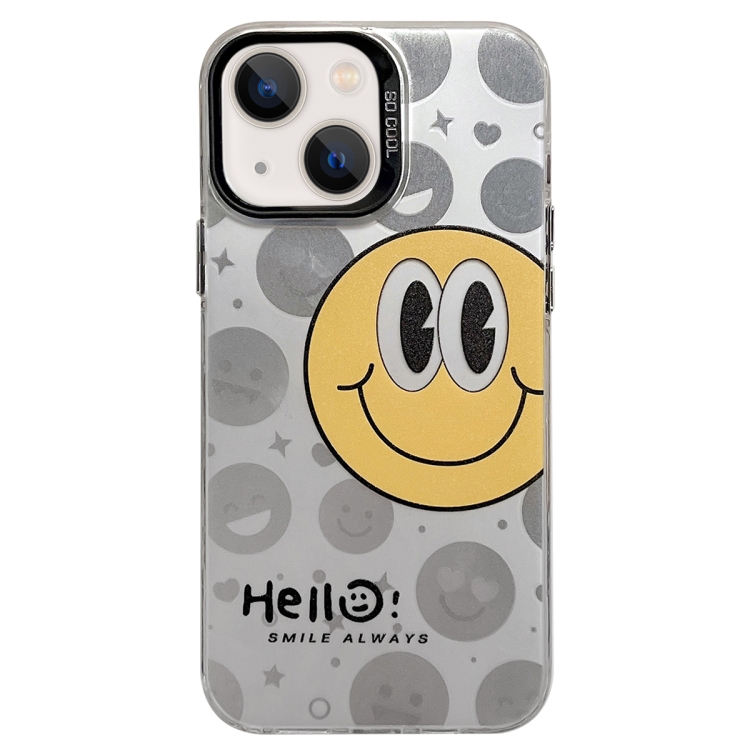 For iPhone 14 English Characters PC Phone Case Big Smiley Face