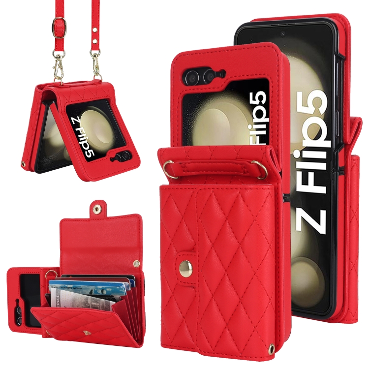 Samsung Galaxy Z Flip 3 5g Case With Lanyard For Women Rhombus