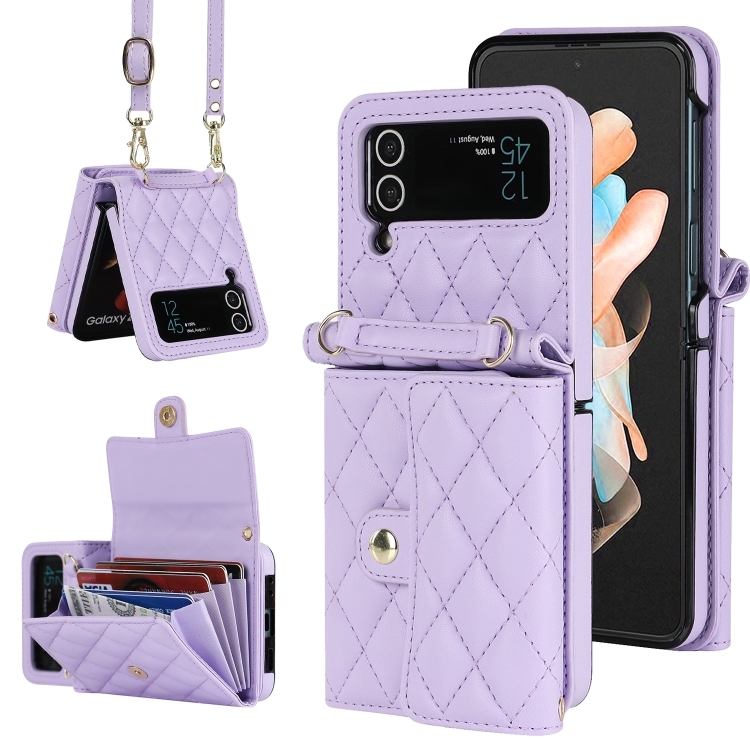 Fr Samsung Galaxy Z Flip 4 Handbag Phone Case Plating PC Hard Cover with  Lanyard