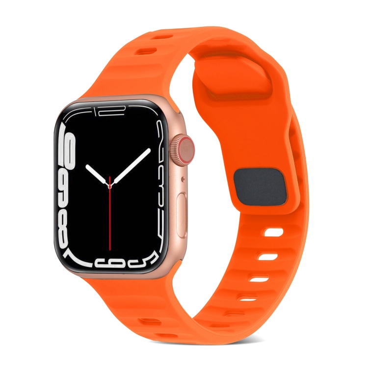 For Apple Watch Ultra 49mm Square Buckle Stripes Silicone Watch