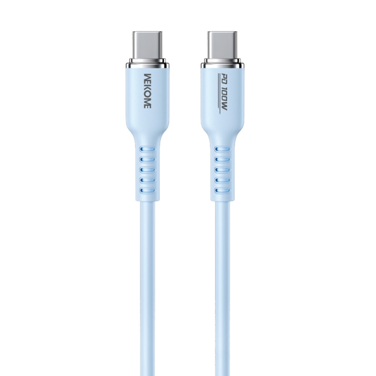 WK WDC-11 100W USB-C/Type-C to USB-C/Type-C Silicone Data Cable, Length:  1.2m(Blue)