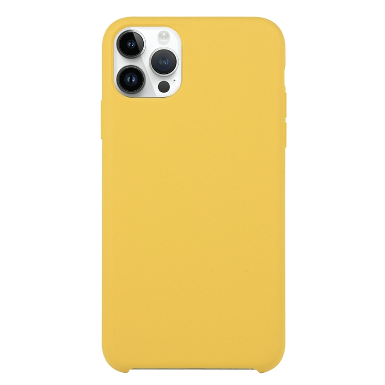 Custodia per telefono in silicone solido per iPhone 15 Pro Max (giallo)