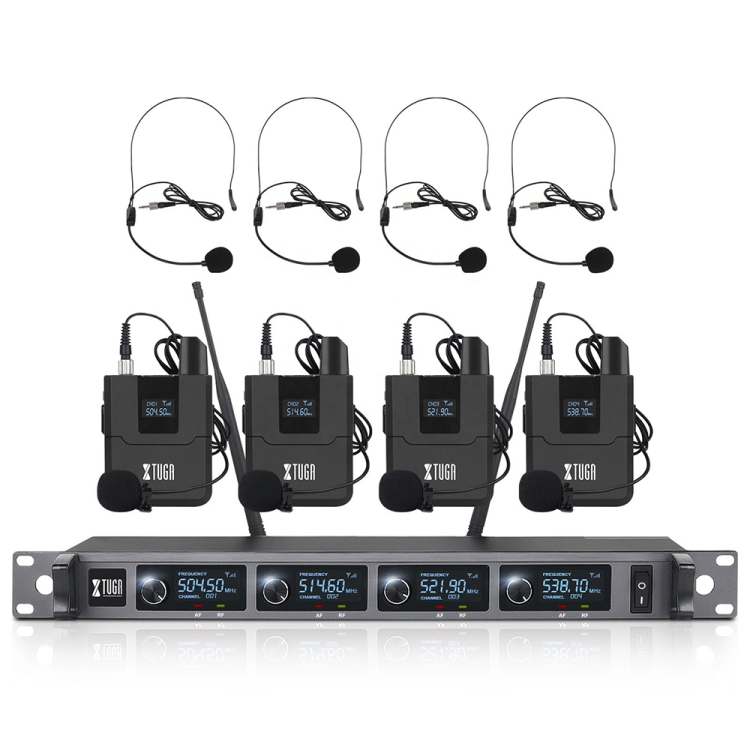 XTUGA A140 B Wireless Microphone System 4 BodyPack Headset