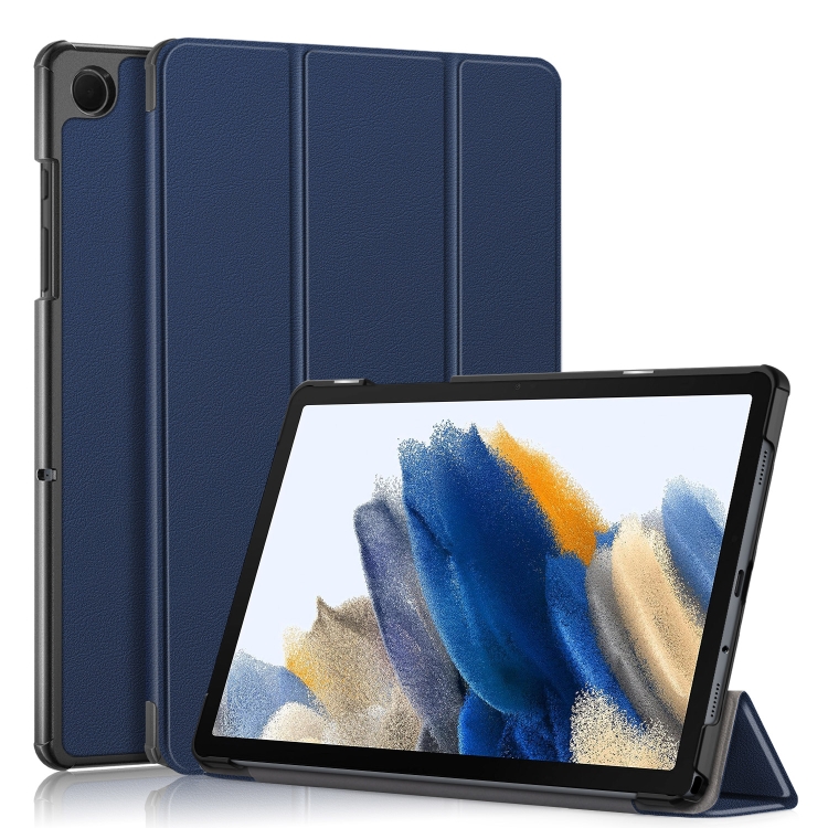 Pour Samsung Galaxy Tab A9 2023 Étui en cuir pour tablette intelligente à 3  volets (Bleu foncé)