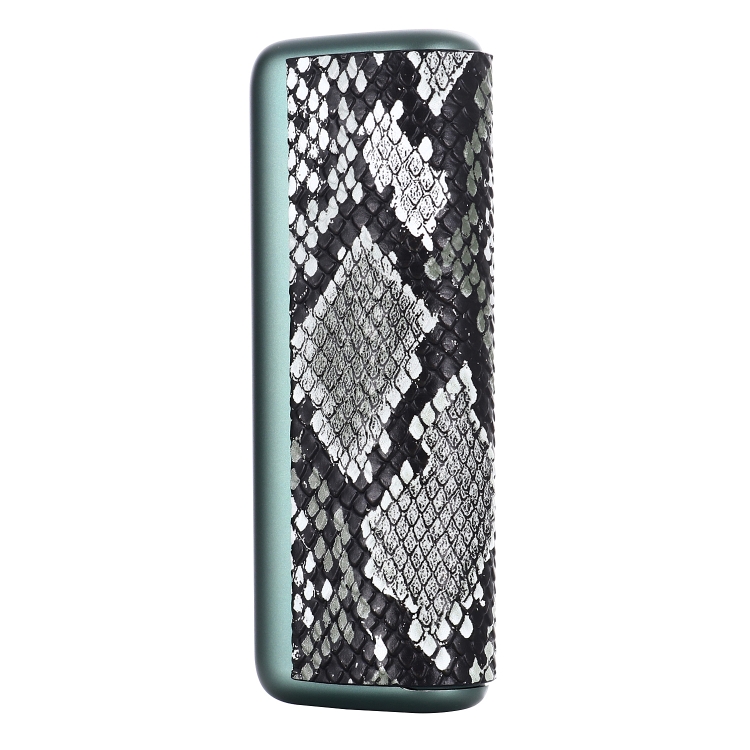 For IQOS ILUMA Prime PU Leather Electronic Cigarette Protective Case(Snake  Pattern Grey White)