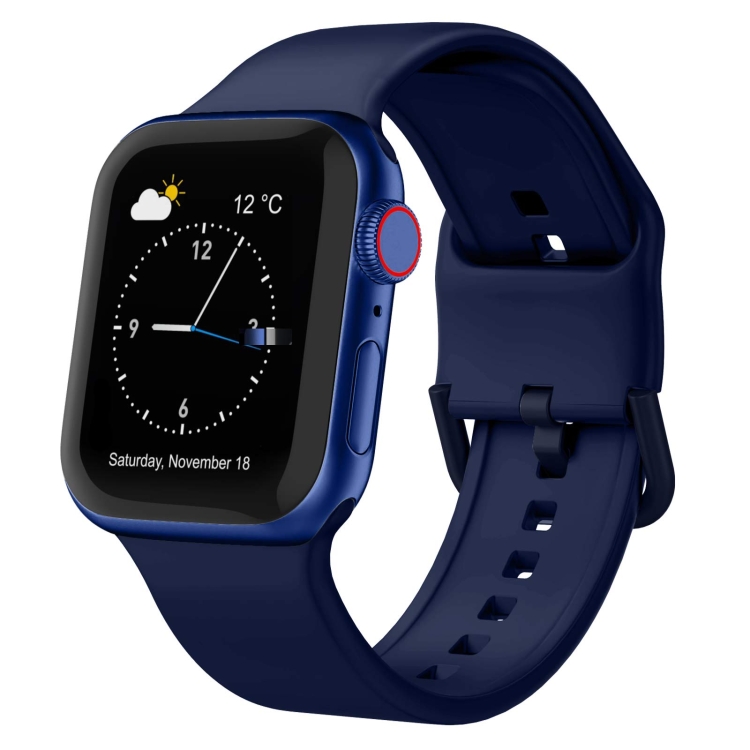 For Apple Watch 8 45mm Pin Buckle Silicone Watch Band(Midnight Blue)