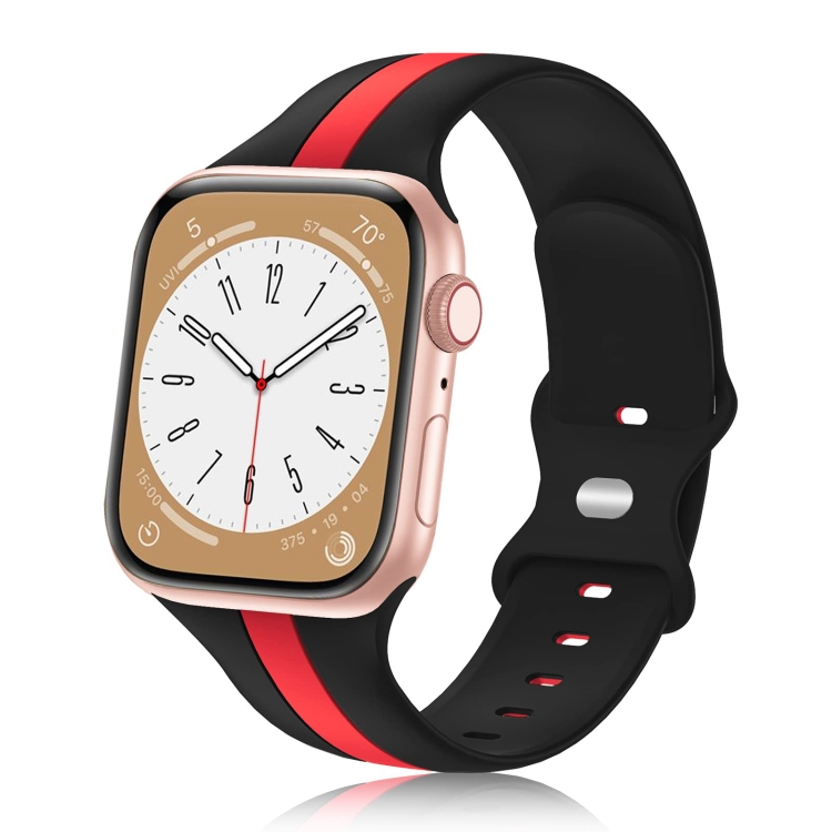 Per Apple Watch 2 cinturino in silicone bicolore a contrasto da 42 mm (nero  rosso)