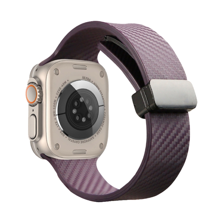 For Apple Watch 4 44mm Carbon Fiber Pattern Magnetic Buckle