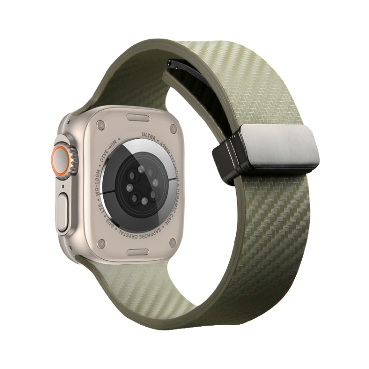 For Apple Watch 4 44mm Carbon Fiber Pattern Magnetic Buckle