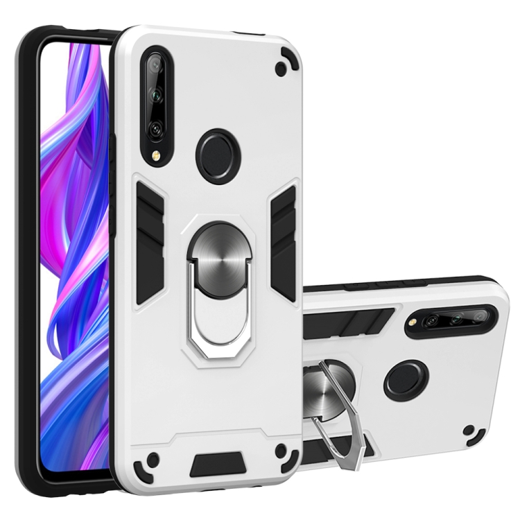 SATURCASE Custodia Hybrid 2 In 1 Per Huawei Honor 9X Lite – Cover Antiurto Con Anello Metallico E Culla (Nero)