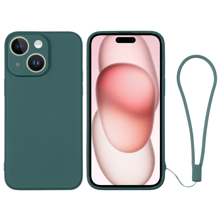 Funda silicona con cuerda para iPhone (verde oscuro) 