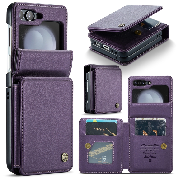 CaseMe Samsung Galaxy Z Flip 5 Retro Leather Case Purple