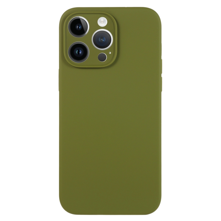 Para iPhone 13 Pro Pure Color Liquid Silicone Capa de telefone de poros  finos (Pine Forest