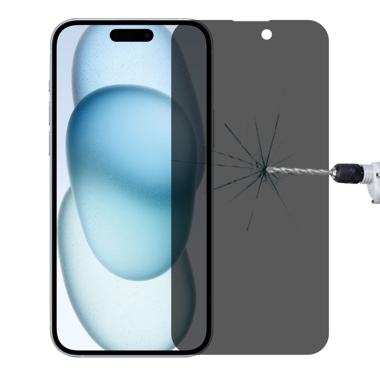 Pour iPhone 15 Pro / 15 Film en verre trempé anti-espion à couverture  complète haute transparence