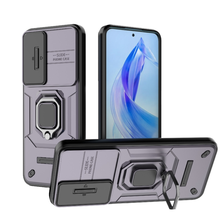 Para Honor 90 Lite 5G Sliding Camshield TPU + PC Funda para teléfono a  prueba de golpes con soporte (púrpura)