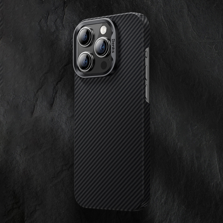 For iPhone 15 Pro Max Benks 600D Kevlar Carbon Fiber Phone Case Black