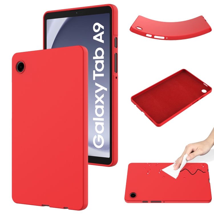 For Samsung Galaxy Tab A9 Pure Color Liquid Silicone Shockproof Tablet Case( Red)