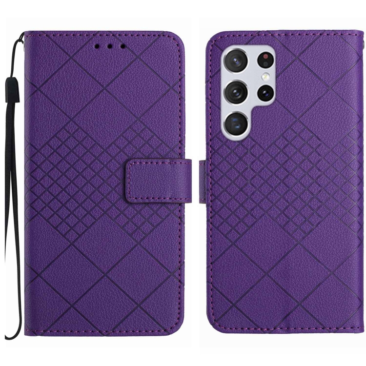 For Samsung Galaxy S24 Ultra 5G Rhombic Grid Texture Leather Phone