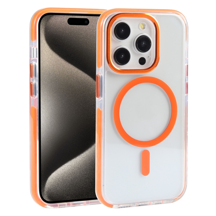 Custodia magnetica per telefono MagSafe per iPhone 15 Pro serie Mutural  Cushion (arancione)