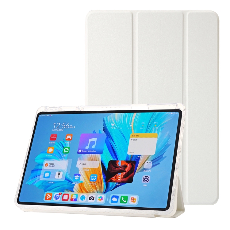 Per Huawei MatePad 11.5 / Air 11.5 Custodia tablet in pelle tripla acrilica  trasparente (bianca)