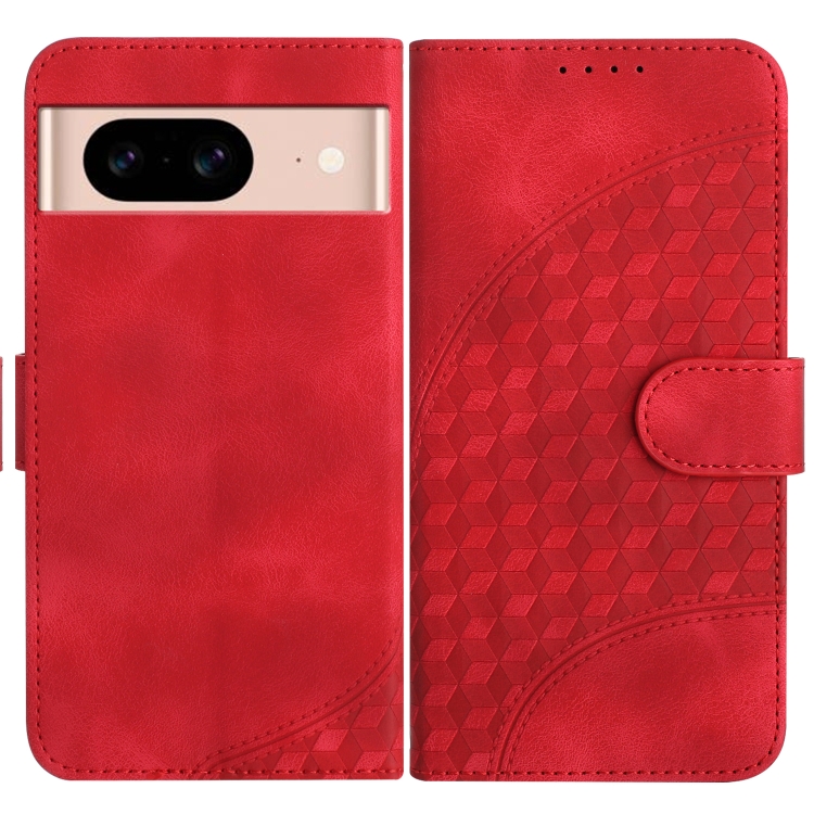 For Google Pixel 8a YX0060 Elephant Head Embossed Phone Leather Case with Lanyard(Red)