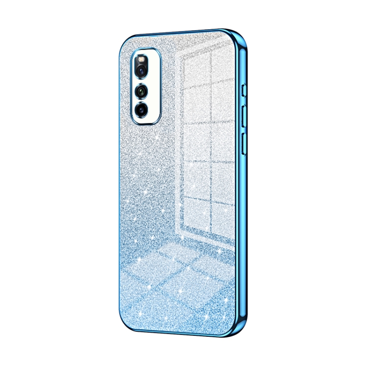 For vivo iQOO Neo3 5G / Z1 / Neo5 Lite Gradient Glitter Powder  Electroplated Phone Case(Blue)