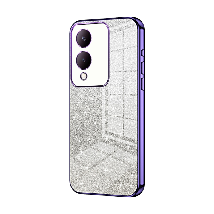 For vivo Y17s Gradient Glitter Powder Electroplated Phone Case Purple