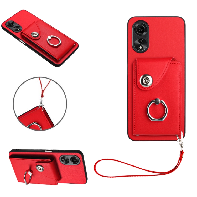 Para OPPO A38 4G / A18 4G Funda de cuero para teléfono con bolsa para  tarjeta magnética