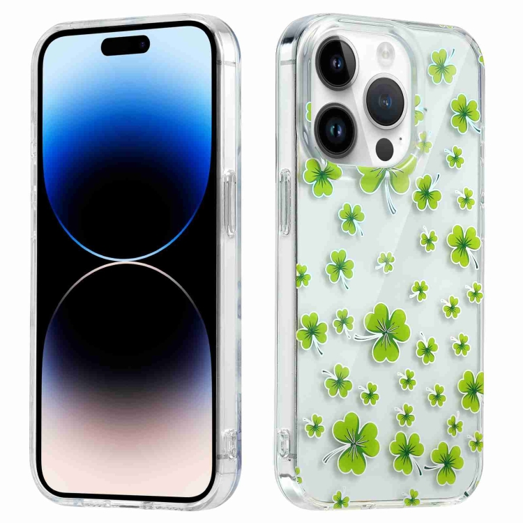 For iPhone 14 Pro Electroplated Symphony Phone Case Four leaf clover