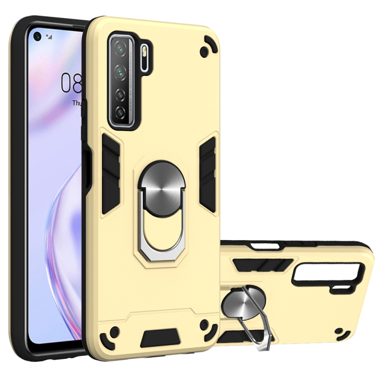 สำหรับ Huawei Nova 7 Se P40 Lite 5g 2 In 1 Armor Series Pc เคสป้องกัน Tpu พร้อมที่ใส่แหวน สีทอง