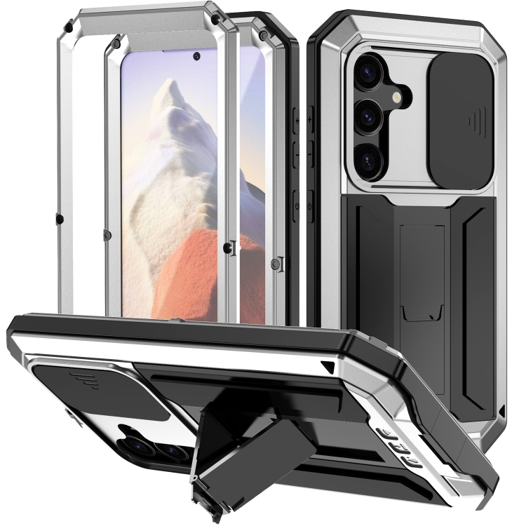 For Samsung Galaxy S24 5G R-JUST Sliding Camera Life Waterproof Holder  Phone Case(Silver)