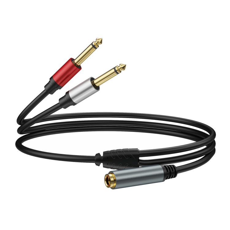 Cable adaptador de audio mono de 6,35 mm TRS estéreo hembra a 2 x 6,35 ...
