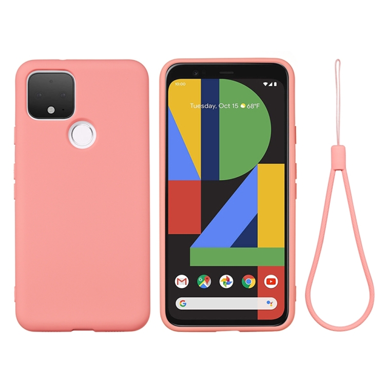 For Google Pixel 4a 5G Pure Color Liquid Silicone Shockproof Full Coverage  Case(Pink)