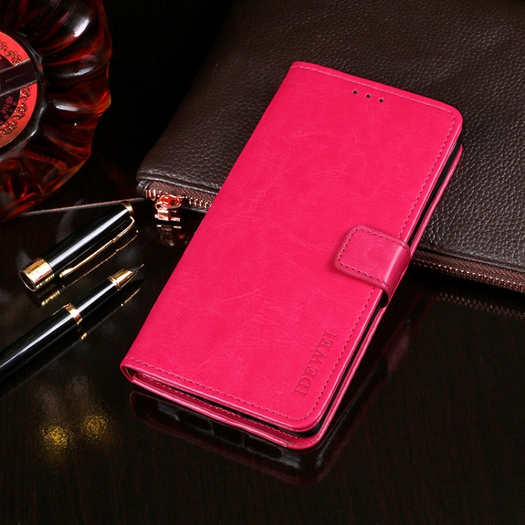 For TCL 10 Pro idewei Crazy Horse Texture Horizontal Flip Leather Case with  Holder & Card Slots & Wallet(Rose Red)