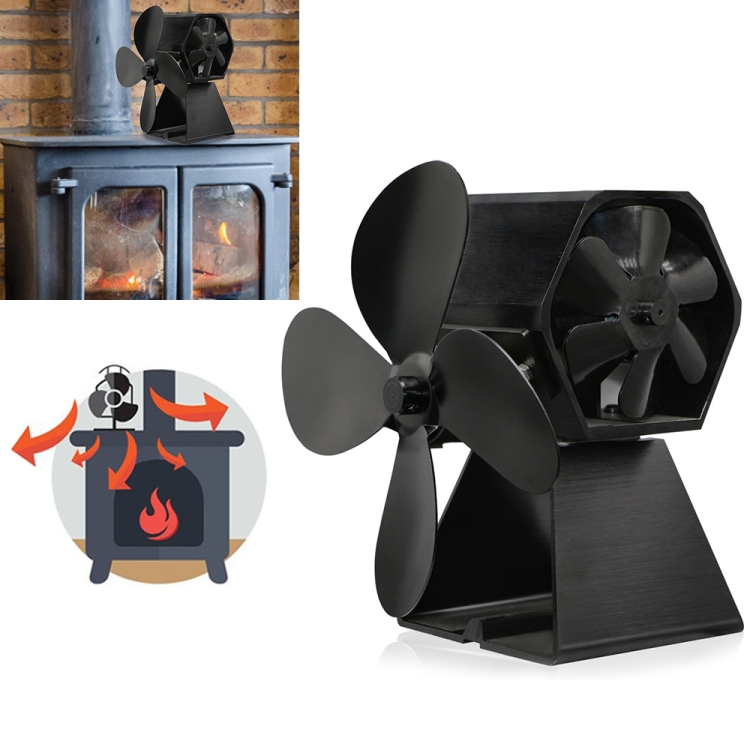 Ventilateur à air chaud Ventilateur de cheminée Noir Aluminium