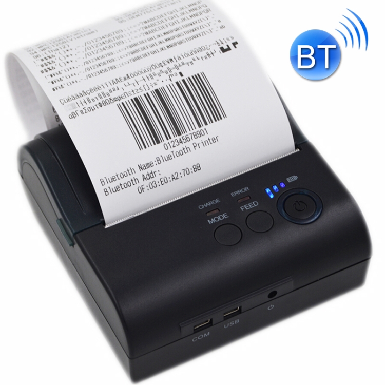Imprimante de reçus thermique Bluetooth Mobile 80mm portatif