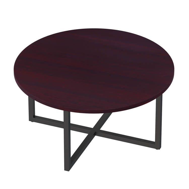 [US Warehouse] 31 Inch Round Black Walnut Mesa Coffee Table Living Room ...