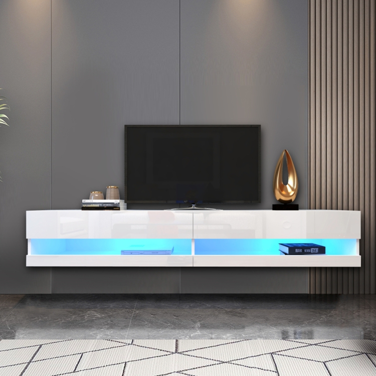  Mueble de entretenimiento con soporte de TV de alto brillo –  Unidad de pared flotante de 70.9 in DELICATEWNN (color: blanco) : Hogar y  Cocina