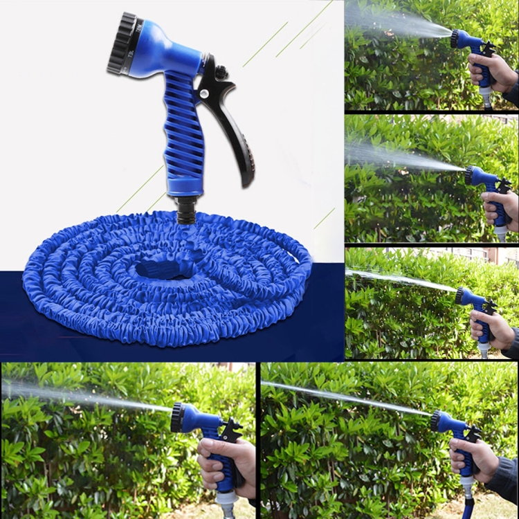 12.5-37.5m Telescopic Pipe Expandable Magic Flexible Garden Watering Hose  with Spray Gun Set (Blue)