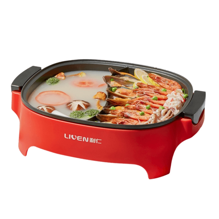 Original Xiaomi Youpin LIVEN Electric Shabu Shabu Hot Pot with BBQ SK-J3201  Multifunctional Electric Grilled Dual-Purpose Pot, CN Plug(Black)