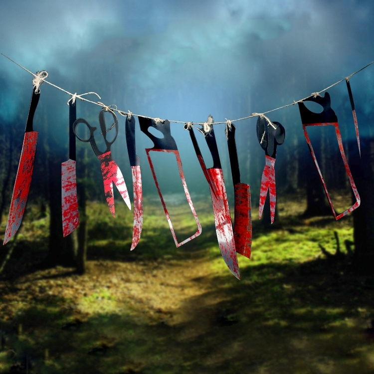 12 PCS / Set Halloween Bloody Weapon Garland Scary Butcher Knives ...