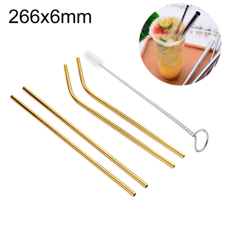 Dropship 5pcs Set Stainless Steel Straws; Reusable Metal Straws