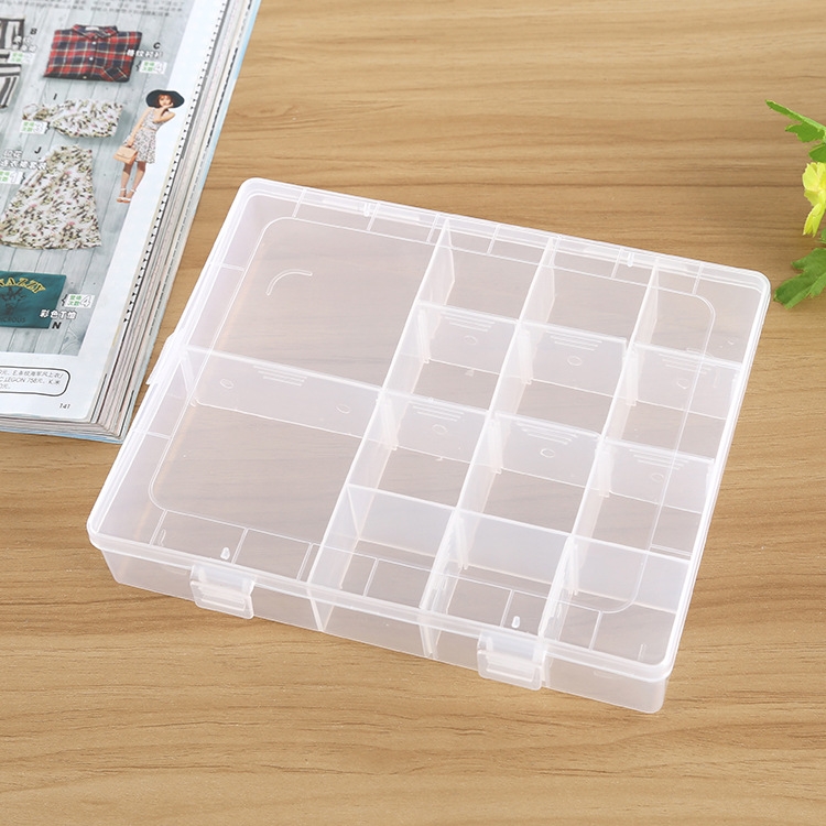 Plastic Organizer Container Storage Box 14 Slots Adjustable Divider  Removable Grid Compartment for Jewelry Earring Fishing