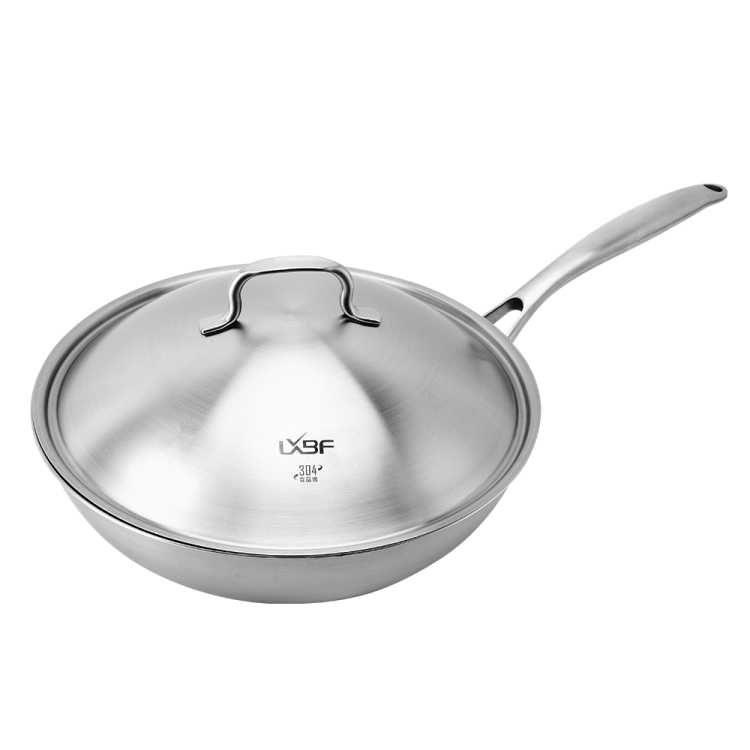 Sartén antiadherente Wok de acero inoxidable 304 de 32cm con mango