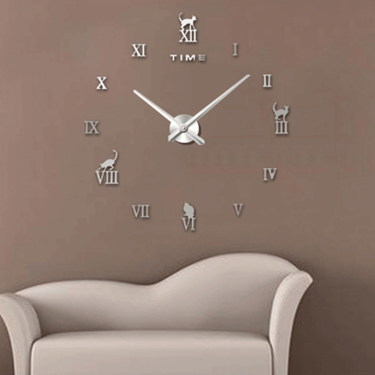 Reloj De Pared 3D Tamaño Grande 100 X 100 Cm Color Plateado