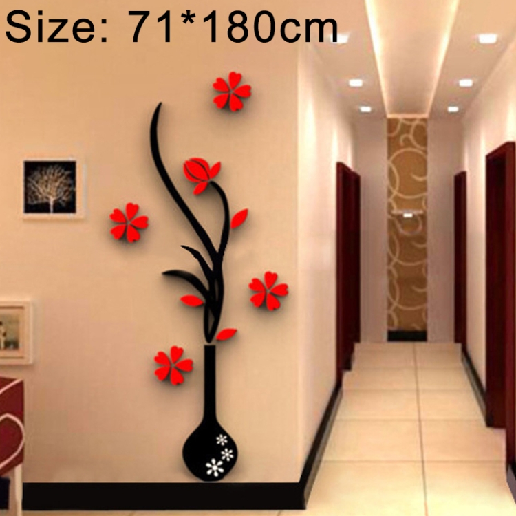 Creative Vase 3D Acrylic Stereo Wall Stickers TV Background Wall Corridor  Home Decoration, Size: 71x180x5cm